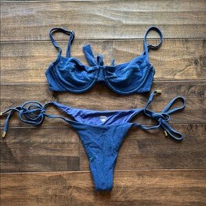Monday Swimwear Navy Shimmer Bikini Set
